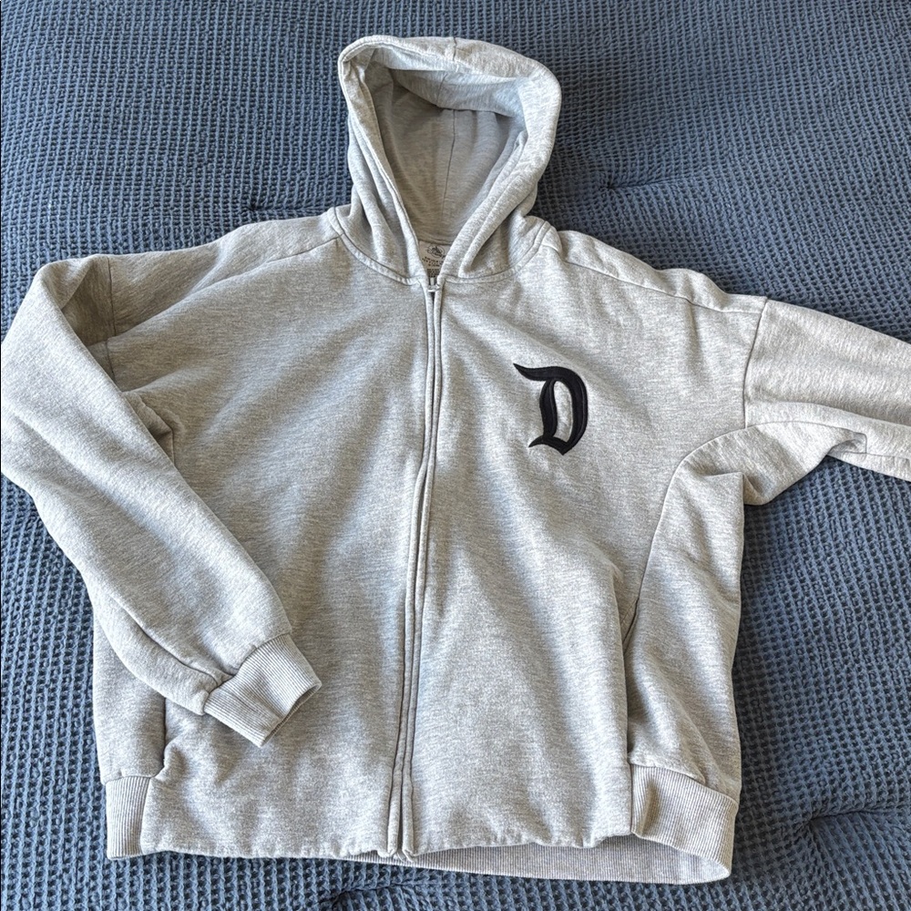 Disneyland Logo Authentic Original Castle Grey Zip Hoodie Sweatshirt